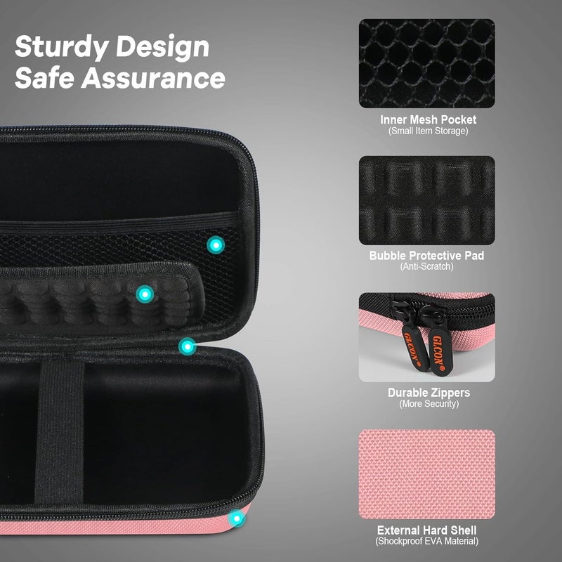 GLCON Large Hard Shell Carrying Case for External Hard Drive, Power Bank, Charger, Cable, Heart Monitor, Cell Phone, Electronic Accessories Organizer - Pink Storage Pouch Travel Bag for Girls, Women, Lady - Image 4